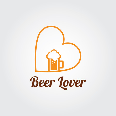 Brewery logo with A mug of bee. Beer Lover concept.のイラスト素材