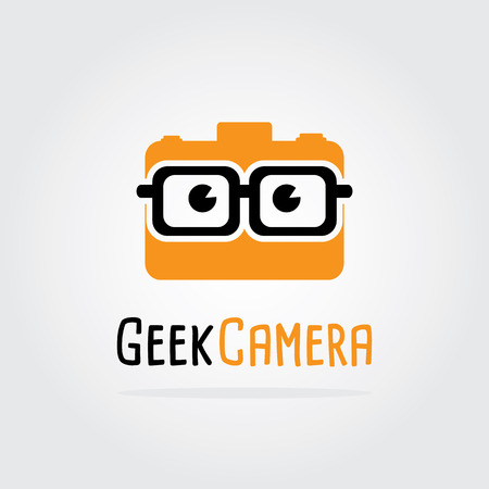 Geek Camera Logo Design Template. Logo template photography studio, photographer, photo. Company, brand, branding, corporate, identity, logotype.のイラスト素材