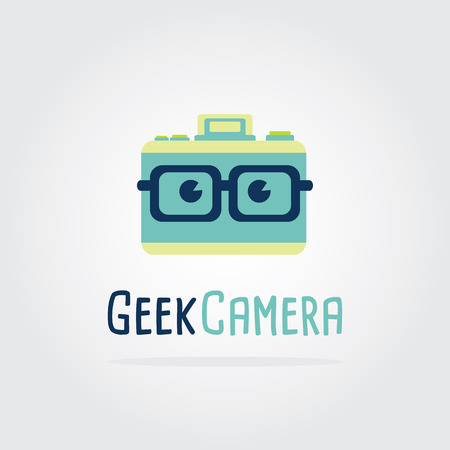 Geek Camera Logo Design Template. Logo template photography studio, photographer, photo. Company, brand, branding, corporate, identity, logotype.のイラスト素材
