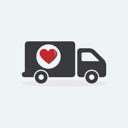 Delivery Truck with heart love design concept for Transport, Logistics, tranfer Service.のイラスト素材