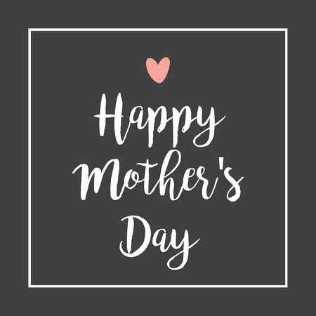Happy Mother's Day Hand Drawing Vector Lettering design.Mother's Day Typographical Vintage style on Chalkboard background with Heart.のイラスト素材