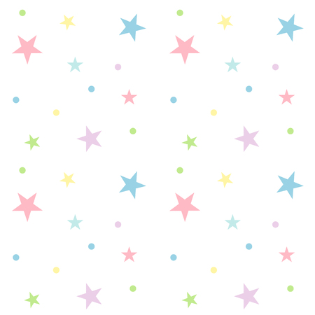 Seamless pastel star pattern on white background. Cute pattern vector illustration.のイラスト素材