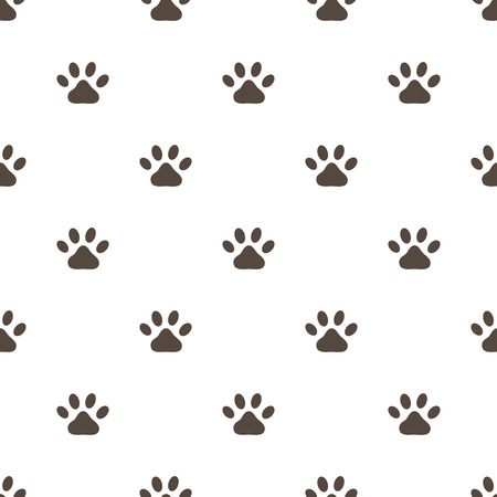 Paw print vector seamless pattern on white background. Flat design vector illustration for greeting, invitation card.のイラスト素材