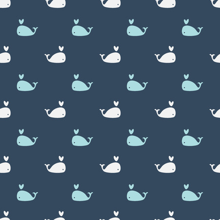 Whales Seamless pattern on blue background vector illustration. Sea pattern, Kids pattern for print, textile, wrapping, wallpapers, web background, cover, banner, flyer.のイラスト素材