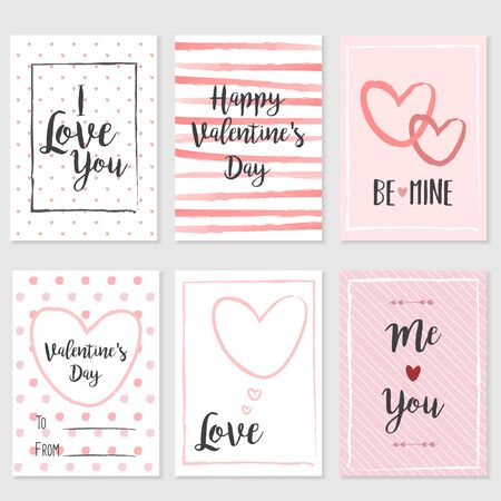 Happy Valentines Day hand drawing vector lettering design. Happy Valentine's Day invitation card with typographic on cute background.のイラスト素材
