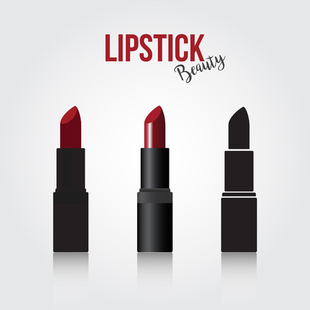 Lipstick silhouette set, cosmetics Icons. Red Lipstickのイラスト素材