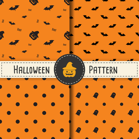 Halloween Pattern Set background for Halloween Party night. Seamless Pattern Halloween vector for Holiday with spider and web for banner, poster, greeting card, party invitation illustration.のイラスト素材