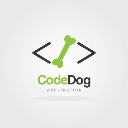 Code Dog Logo Design Template with a bone icon design concept for Software development, Software application, Mobile application development.のイラスト素材