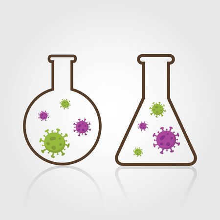 Coronavirus (COVID-19) Vector Illustration. Stop Coronavirus with  Laboratory flasks. COVID-19 prevention concept.のイラスト素材