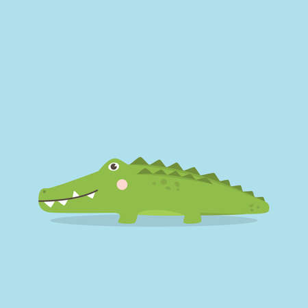 Crocodile cartoon character. Cute little Crocodile/Alligator monster vector illustration for kids, children's book, fairy tales, covers, baby shower invitation, card or t-shirt textile.のイラスト素材