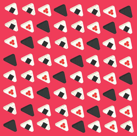 Vector seamless pattern from a variety of rice ballsのイラスト素材