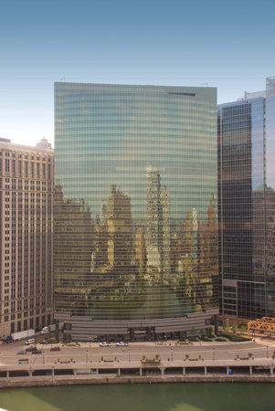 Modern office building in Chicago downtownの写真素材