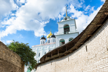 Beautiful photography of Holy Trinity Cathedral in Pskovの写真素材