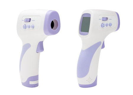 Electronic medical infrared thermometer isolated on whiteの写真素材