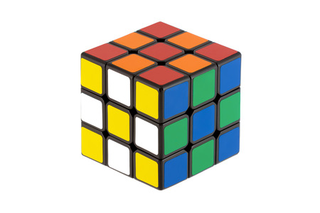 Isolated classic Rubik's Cubes, unusual patternのeditorial素材