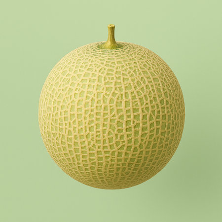 Melon isolated on green background. 3d render of melonの素材