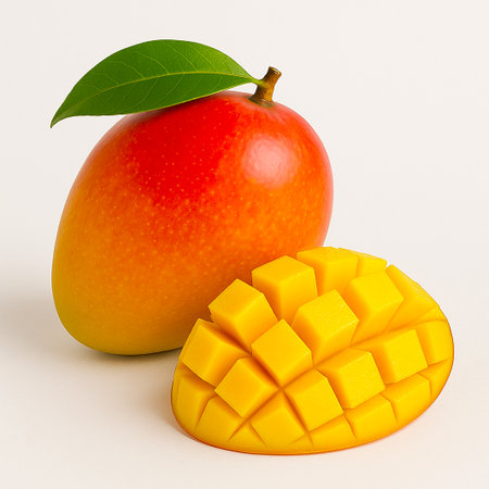Mango fruit isolated on a white background.の素材