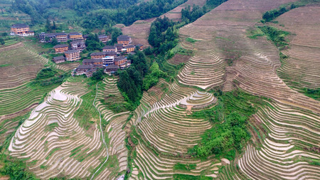 Longji terrace aerial viewの写真素材