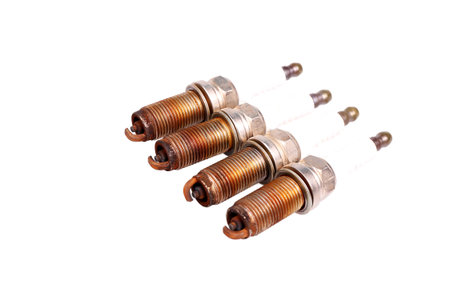 old spark plug isolated on white