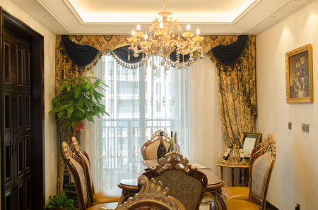 Interior view of a dining areaのeditorial素材