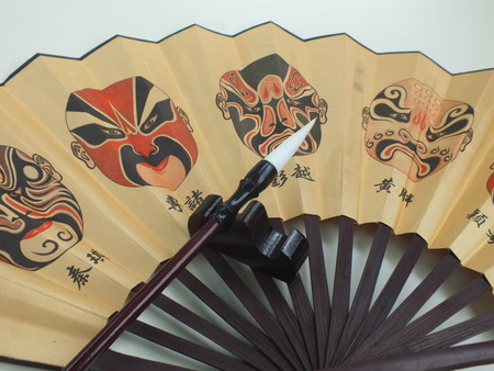 Chinese paper fan brushのeditorial素材