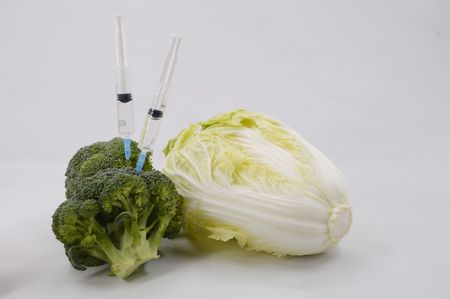 vegetables with syringeの写真素材