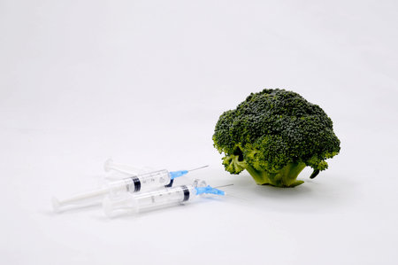 broccoli with syringeの写真素材