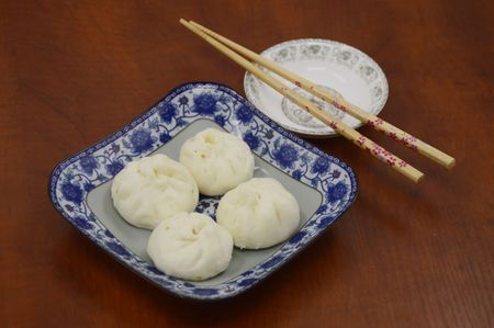 Traditional steamed bunsの写真素材