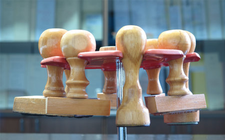 The rubberstamp is the symbol of bureaucracyの写真素材