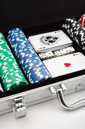 Poker chips in metal caseのeditorial素材