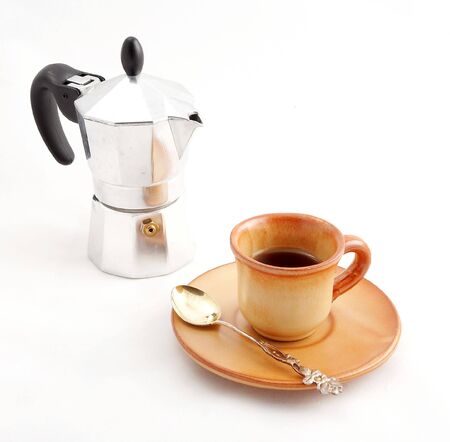 espresso coffee pan and cupの写真素材