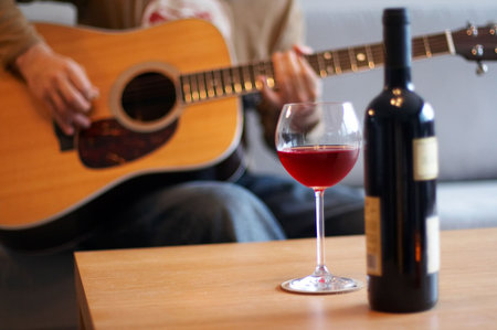 man playing guitarの写真素材