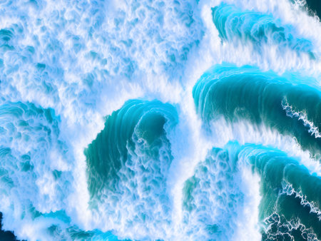 Blue ocean wave. Computer generated abstract fractal artwork for creative art,design and entertainmentの素材