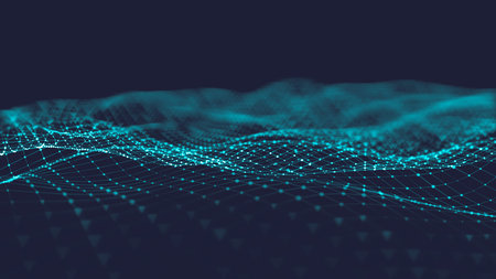 Abstract polygonal space low poly dark background with connecting dots and lines. Connection...