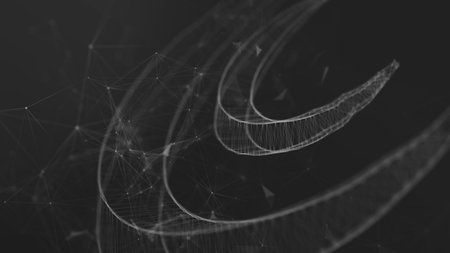 Abstract polygonal space low poly dark background with connecting dots and lines. Connection...