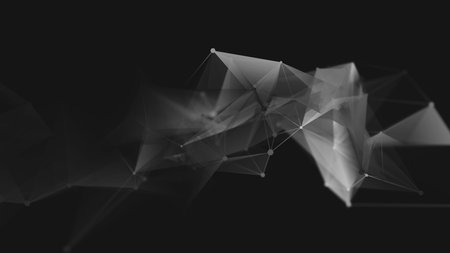 Abstract polygonal space low poly dark background with connecting dots and lines. Connection...
