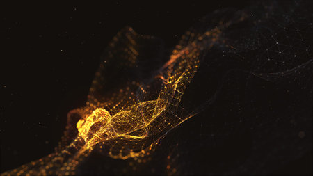 Abstract polygonal space low poly dark background with connecting dots and lines. Connection...