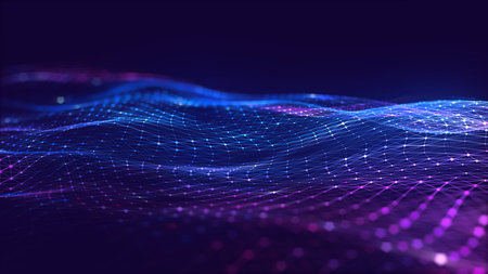Abstract polygonal space low poly dark background with connecting dots and lines. Connection...