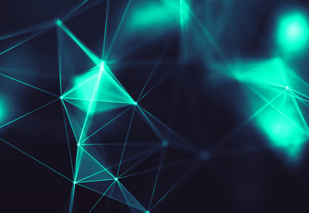 Abstract polygonal space low poly dark background with connecting dots and lines. Connection...