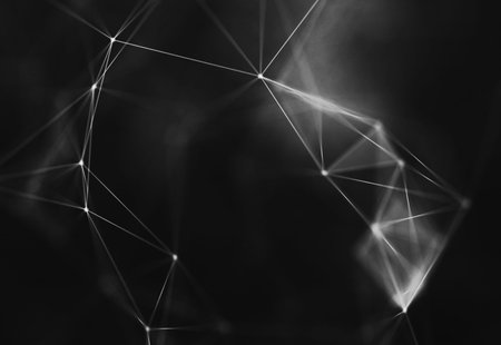 Abstract polygonal space low poly dark background with connecting dots and lines. Connection...