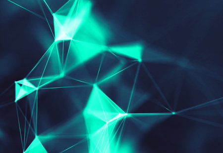 Abstract polygonal space low poly dark background with connecting dots and lines. Connection...