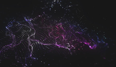 Abstract polygonal space low poly dark background with connecting dots and lines. Connection...