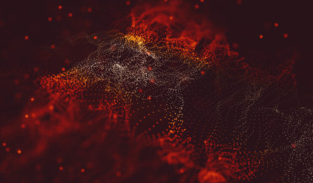Abstract polygonal space low poly dark background with connecting dots and lines. Connection...