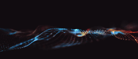 Abstract polygonal space low poly dark background with connecting dots and lines. Connection...