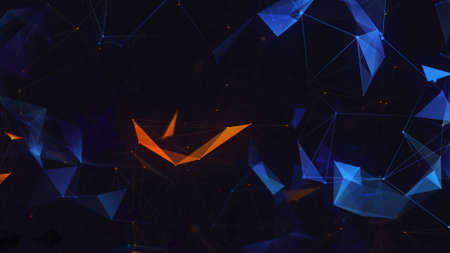 Abstract polygonal space low poly dark background with connecting dots and lines. Connection structure. 
Science background. Futuristic polygonal background. Triangular background. Wallpaper. Businessの写真素材