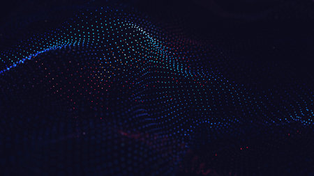 Abstract wave colorful background with connecting dots and lines. Connection structure. Science...