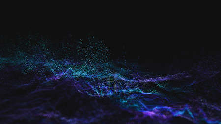 Abstract wave colorful background with connecting dots and lines. Connection structure. Science background. Futuristic polygonal background. Wallpaper. Businessの写真素材
