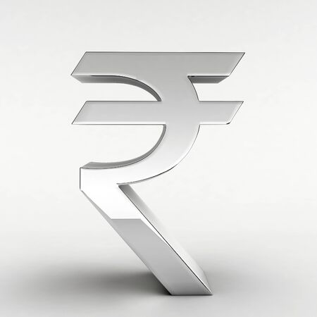 Silver Indian Rupee symbol (3D rendering)の写真素材