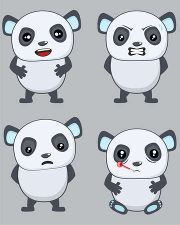 Four different expressions of a cute Pandaの写真素材