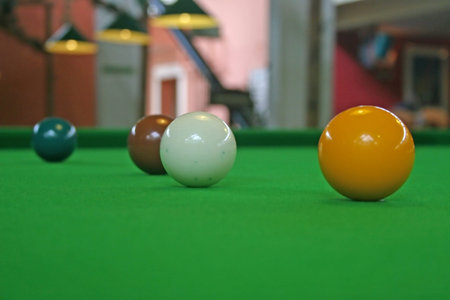 Snooker Balls set up for a game of snookerの写真素材